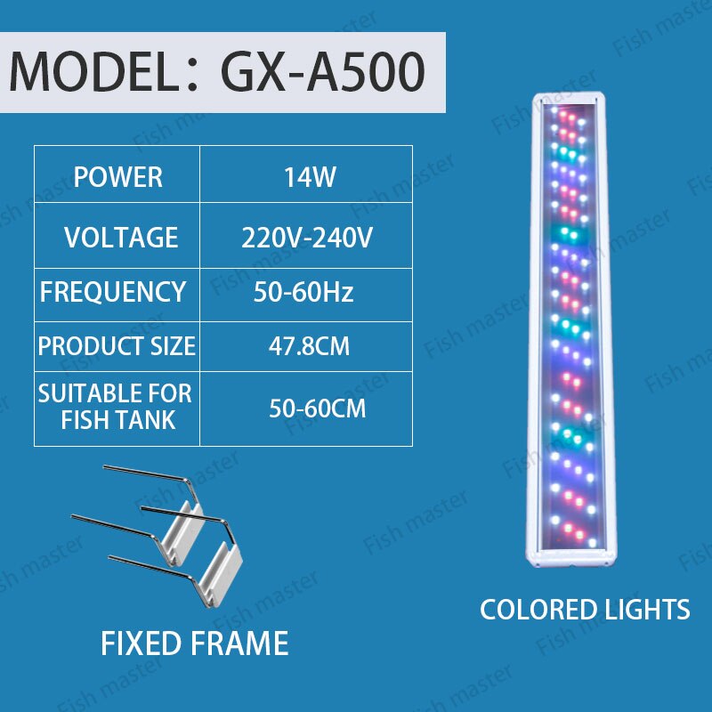 Fish tank light led light aquarium full spectrum brightening waterproof lighting grass tank light energy grass lamp: 50CM color