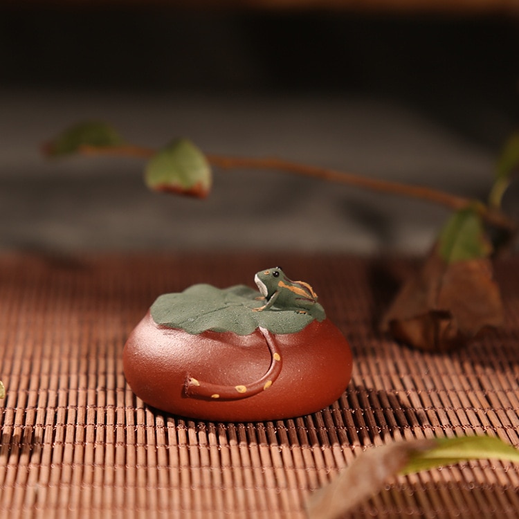 Yixing – théière en argile pour animal de compagnie, jeu de thé, feuille de Lotus, grenouille, décoration