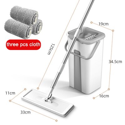 Fregona mágica para suelo, plano giratorio con cubo escurrible mopa, para lavar el suelo, limpieza del hogar, fácil,: Bucket-mop-3cloth