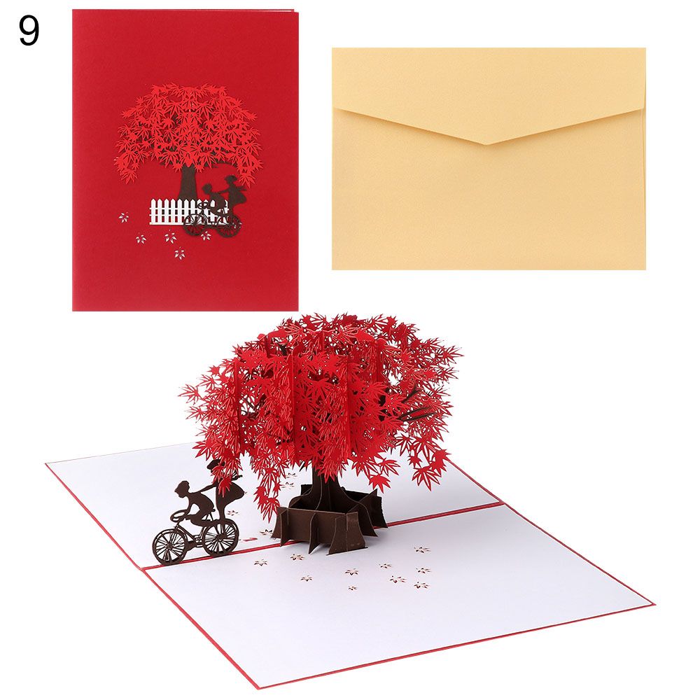1Pcs 3D Pop Up Liefde Wenskaarten Met Envelop Voor Valentijnsdag Anniversary Wedding Uitnodiging Dank U Kaarten mode: 9