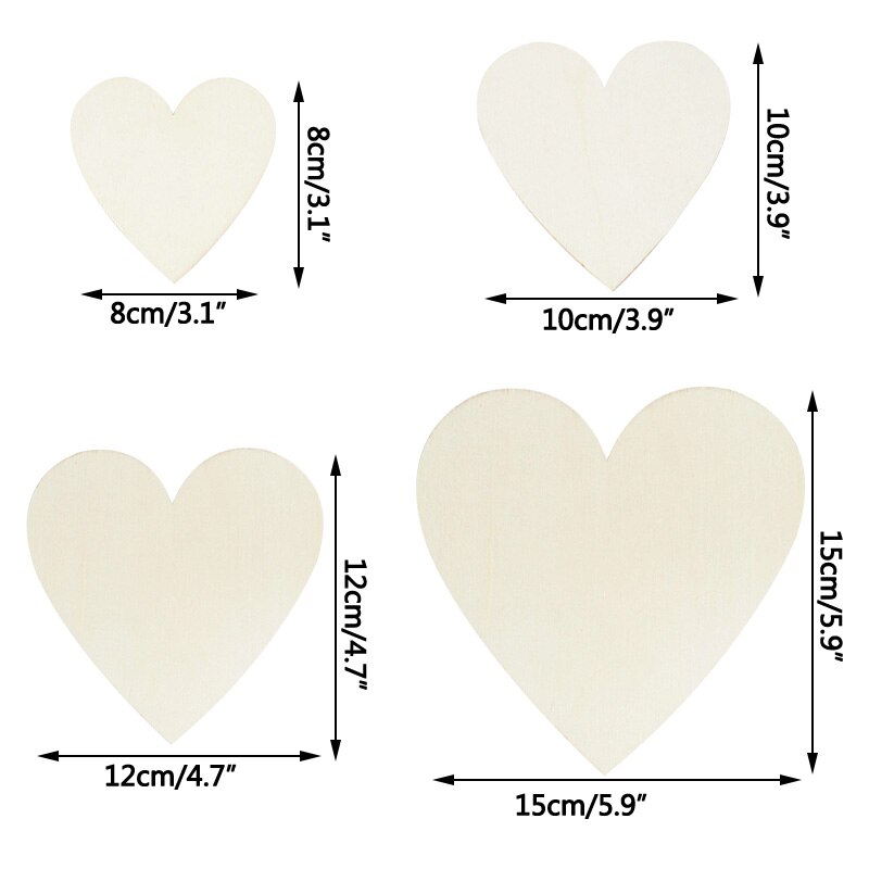 5 kpl 8-15cm sydämenmuotoista puuviipaletta keskeneräinen tyhjä puusydämet koristeet jouluhääjuhlat scrapbooking tee itse askartelu
