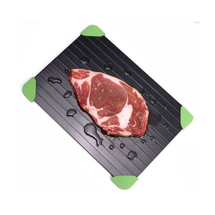 Premium Large High Density Aviation Aluminium Meat Fast Defrosting Tray For Kitchen Frozen Foods: 4 Rubber Legs