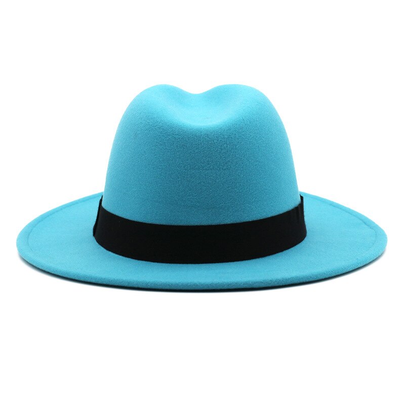 Muts Fedora Hoed Meer Blauw Lente Kleur Jazz Kerk Hoed Unisex Blauw Hip-Hop Wilde Fedora Hoed шляпа Женская