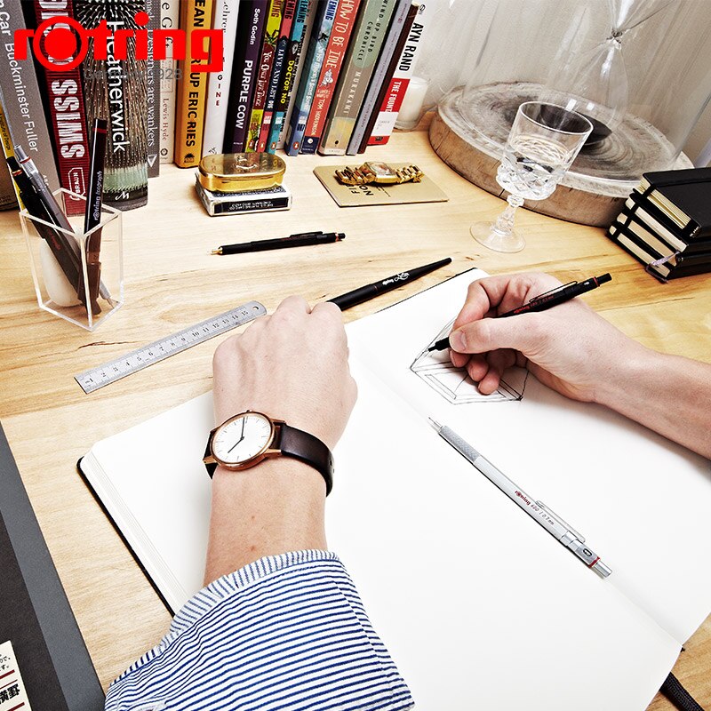 Rotring 600 Mechanical Pencils 0.5mm 0.7mm Drawing Sketching Pens Metallic Body Hexagon Holder