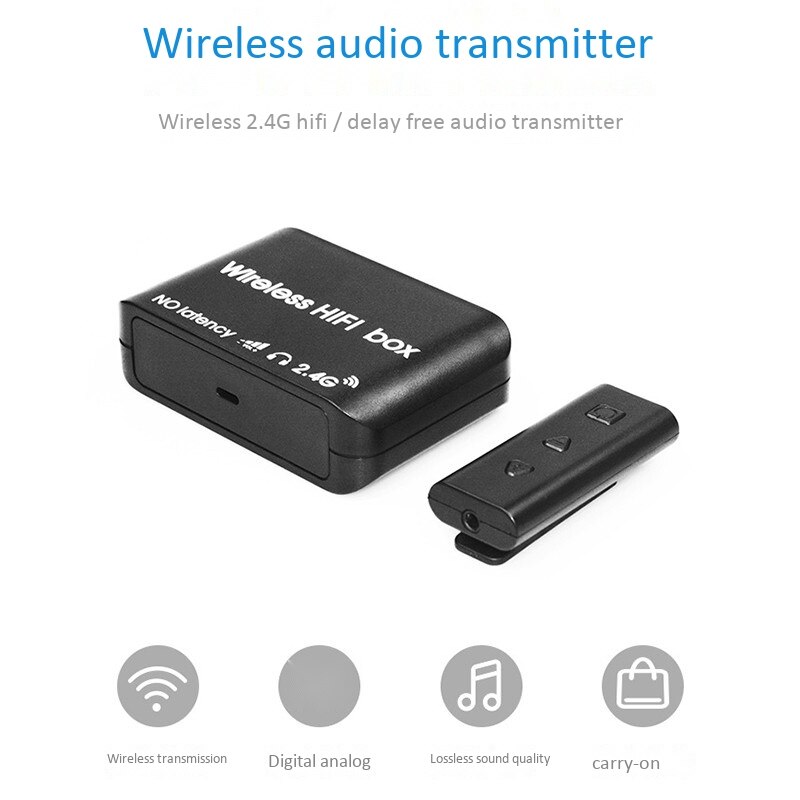 2.4G Wireless HiFi Box Transmitter Sender Digital Audio Music Receiver Speaker Support Computer Live Broadcast TV