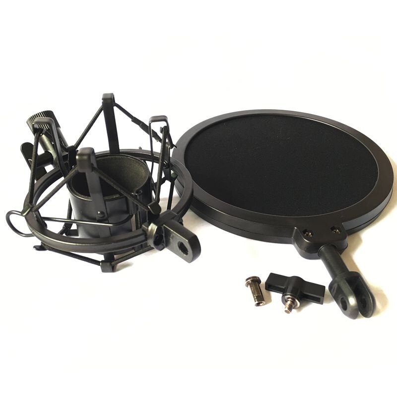 Microphone Mic Shock Mount With Shield Articulating Head Telescoping Height Microphone Holder Stand Bracket