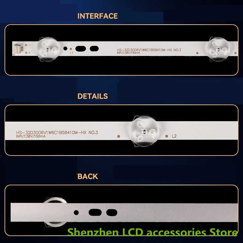 Voor Zhengke LE19B Ace YL24-80LJ Lamp Strip HS-32D3006V1W6C1B58410M-HX NO.3 6LED 6V 584Mm 100% Led Backlight Strip