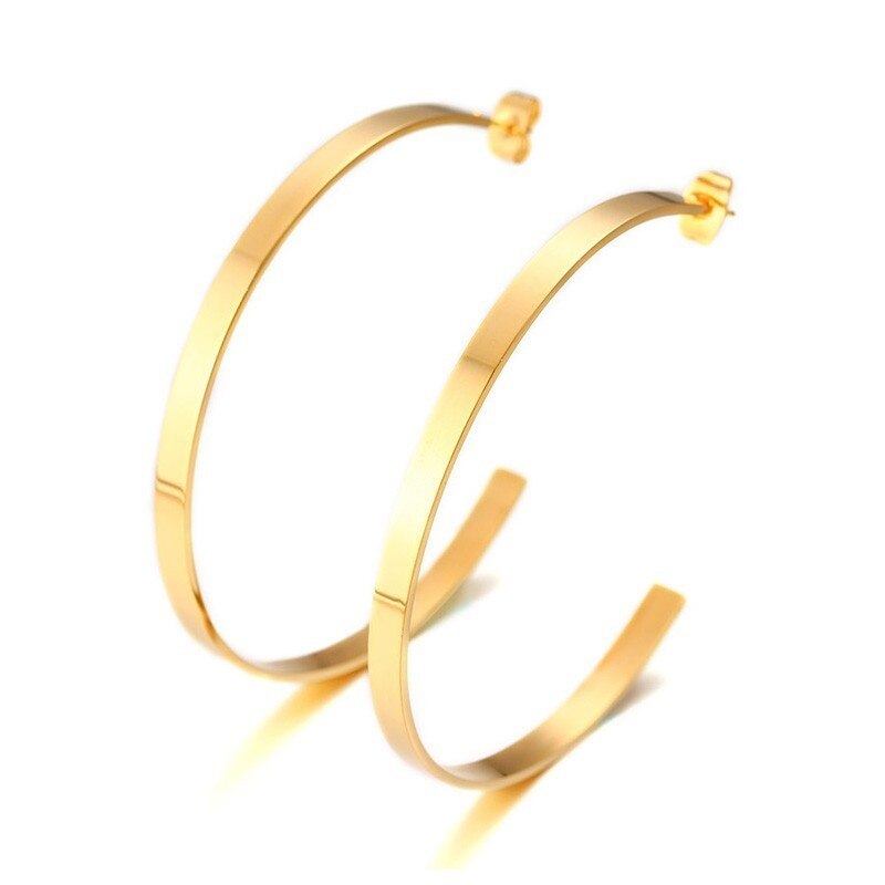 Vnox Eenvoudige Grote Oorbellen Voor Vrouwen Sieraden Gold Tone Rvs Oorringen Arete