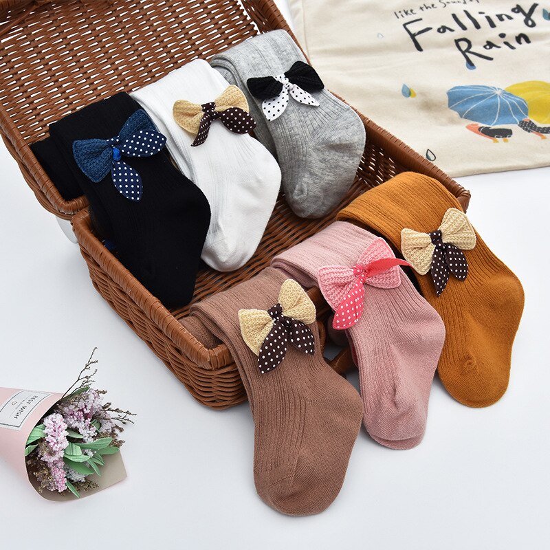 Strik Baby Meisje Panty Herfst Winter Baby Meisje Kleding Dot Bows Panty Soft Kids Peuter Kousen