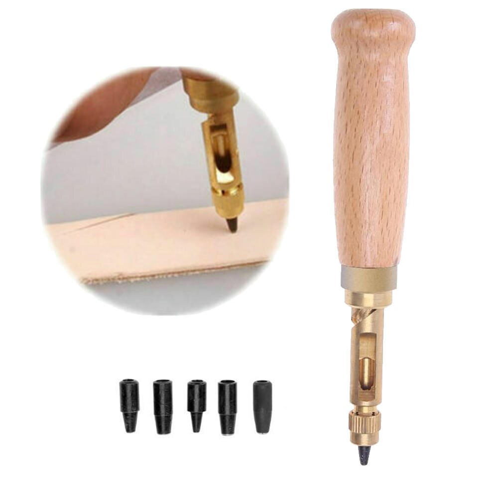 6 in 1 Automatische Loch Punch Cutter Buch Bohrer Nähen puncher Leder Dreh Handwerk Werkzeuge Holz + Legierung