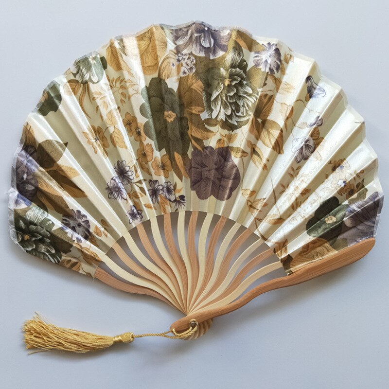Pattern Chinese Style Hand Held Fans Silk Bamboo Folding Fans Handheld Wedding Hand Fan Cool Bamboo Flower personality