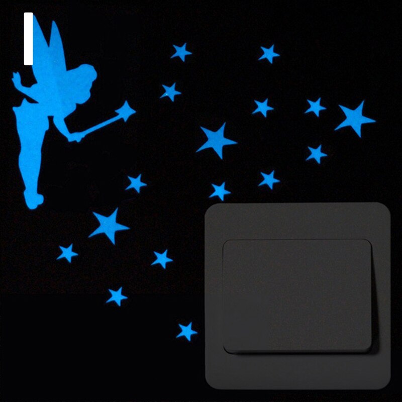 Luminous Cartoon Switch Sticker Glow in the Dark Cat Sticker Fluorescent Moon Stars Sticker Kid Room Decoration Home Decor: I