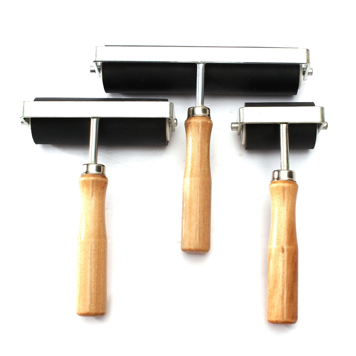 Paint Roller 3 Sizes/set 5/10/15cm Heavy Hard Rubber Roller Printing Ink Lino Artists Art Craft Tool