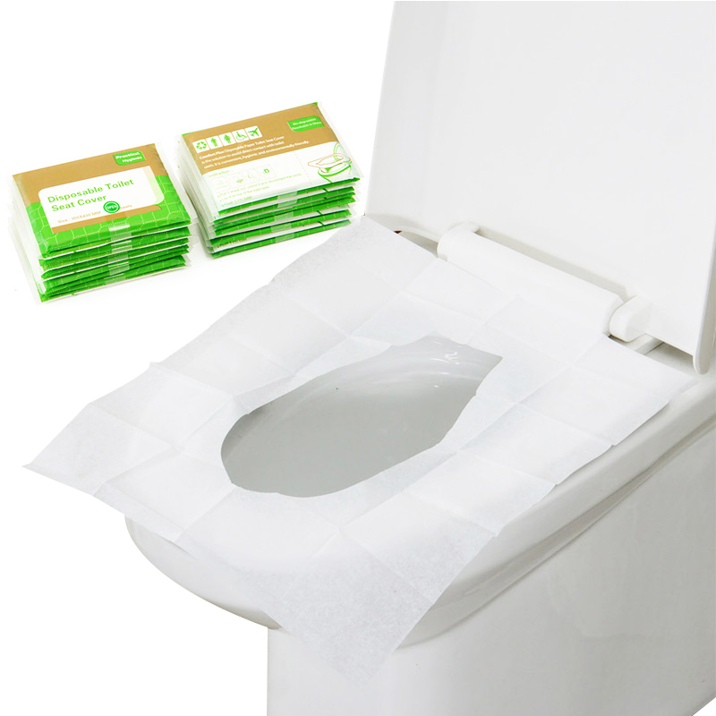 Funda de papel desechable para asiento de inodoro, almohadilla impermeable para asiento de inodoro de viaje, accesorios de baño, 5 paquetes/50 Uds.
