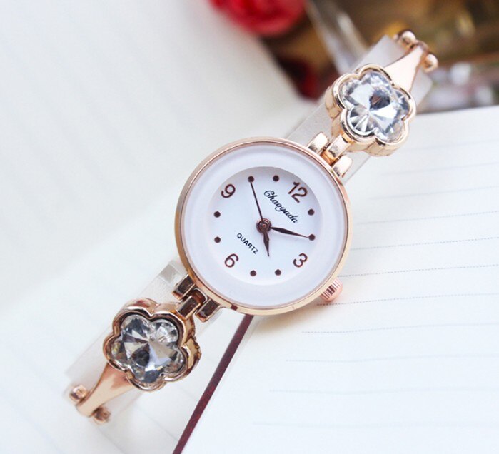 Mode Luxe Strass Horloges Vrouwen Rvs Quartz Armband Horloge Dames Jurk Horloges Gouden Klok Relogios: white