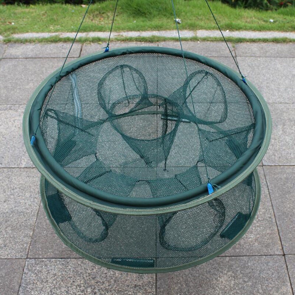 FishingLife Foldable Portable Automatic Fishing Shrimp Trap Net Fish Shrimp Minnow Crab Cast Mesh Two Layers 5 6 7 8 Holes