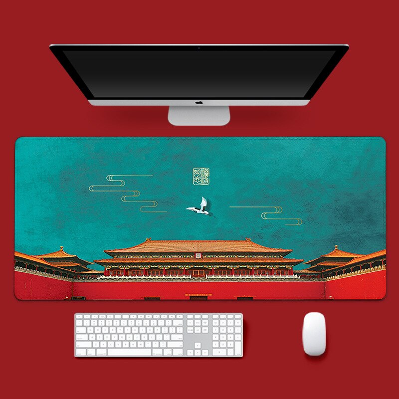Chinese Style Large Size Mouse Pad Natural Rubber PC Computer Gaming Mousepad Desk Mat Locking Edge Cute Mouse Pad: 12-800X300X2mm
