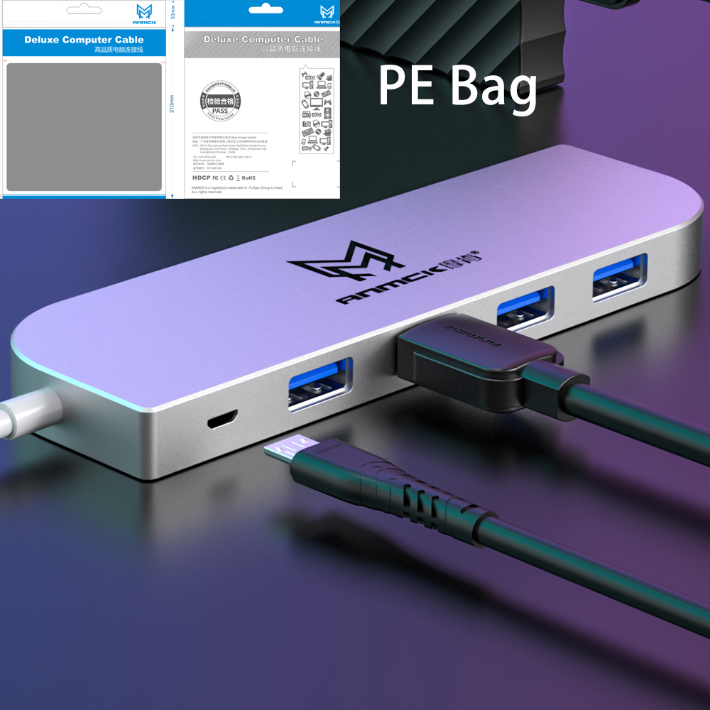 Anmck USB Hub 1M USB 2.0 Multi USB Splitter Adapter 4 Ports Speed Mini Multiple 3 Hab usb2.0 HUB Port USB-Hub Expander For PC: 1M HUB PE Bag