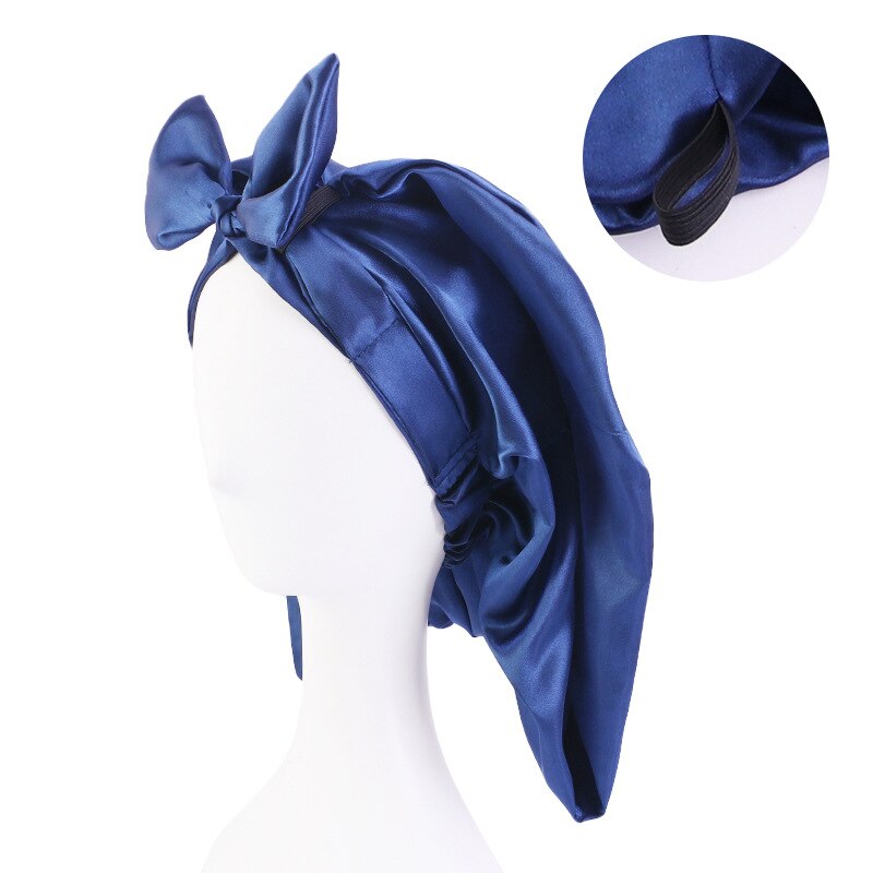 Bonnets de cheveux en Satin pour femmes, Bonnet de couchage soyeux avec bande élastique douce, grands Bonnets pour femmes: 4