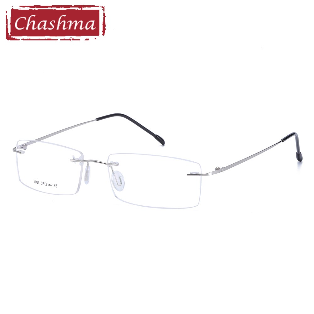 Chashma Brand Rimless Titanium Alloy Ultra Light Weight Myopia Glasses Frame Optical Eye Glasses For Men Frameless Eyewear 2 G: Silver