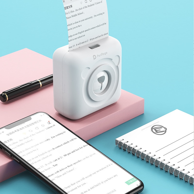 GOOJPRT A6 PeriPage Cute Mini Portable Bluetooth Wireless Paper Photo Printer Pocket Thermal Printing USB Connection