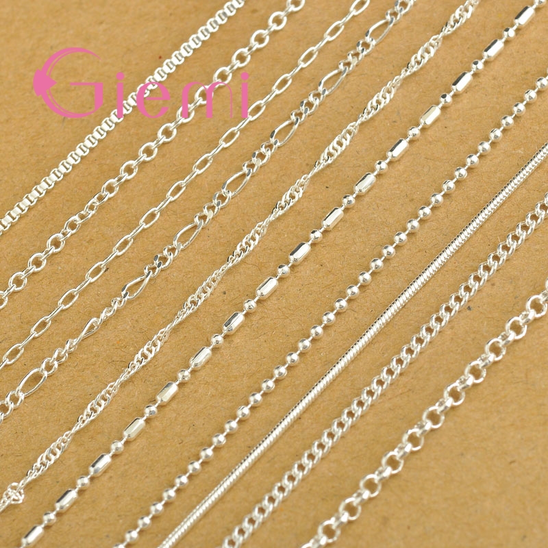 Ægte 925 sterling sølv smykker link chains halskæde til mænd kvinder med hummer låse fund 10 stk fine 10 styles