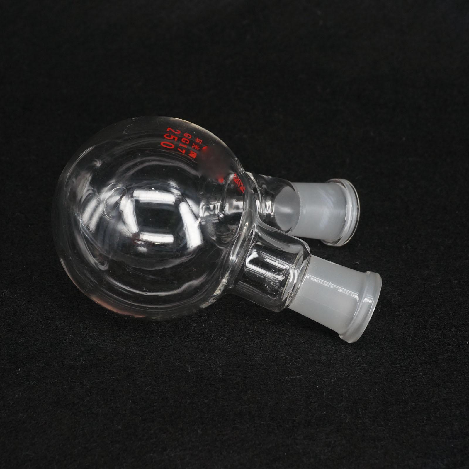 250ml 24/24# Central/Branch Joint 2-neck Round Bottom Lab Glass Boiling Flask