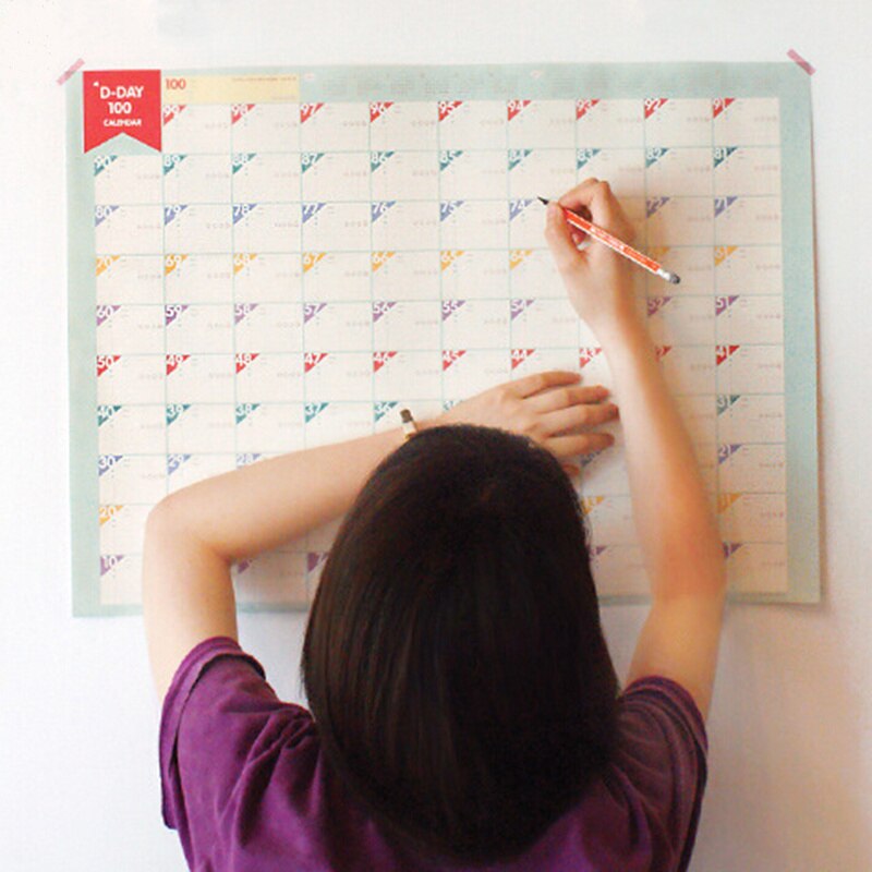 100-Day Target Table Countdown Schedule Memo Pad Student Learning Planning Stickers Planner Cartoon Cute Office School Supplies
