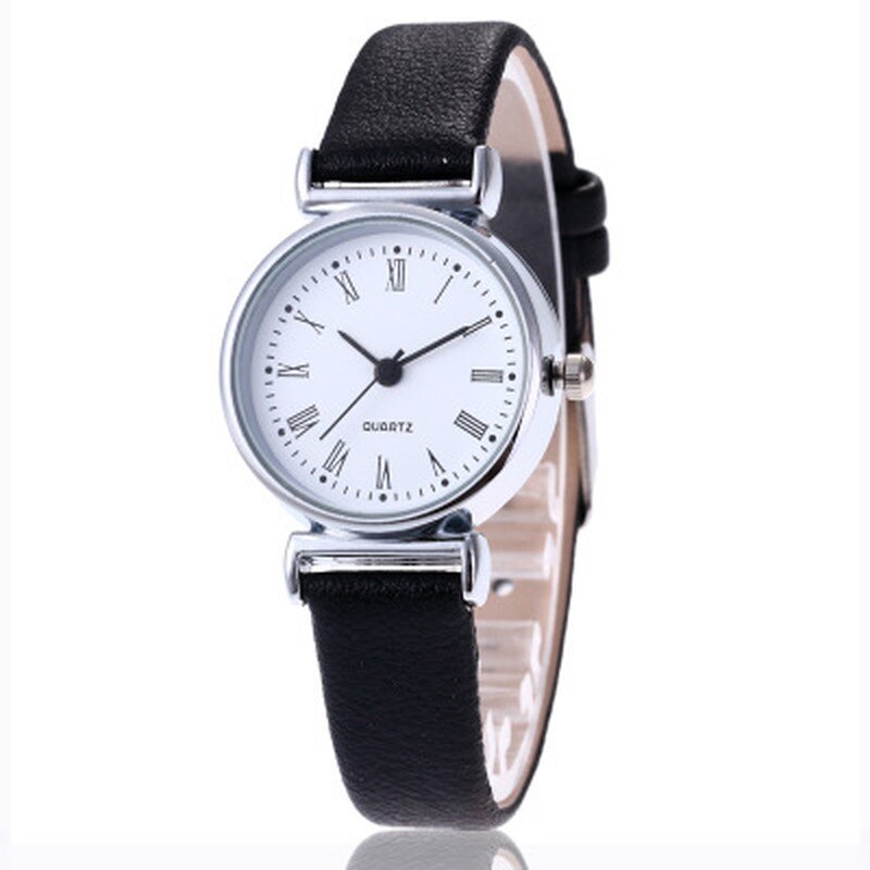 Små dameure damearmbåndsur casual læderbånd kvindeur quartz armbåndsure relogio feminino: Hvid farve