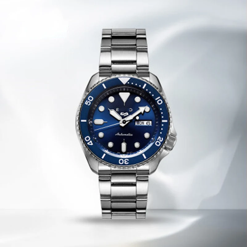 Seiko SRPD53K1 Herrenuhr, luxuriös, Edelstahl, automatisch, wasserdicht, Sportkalender, grünes Wasser, Geist, mechanische Uhr: Blau