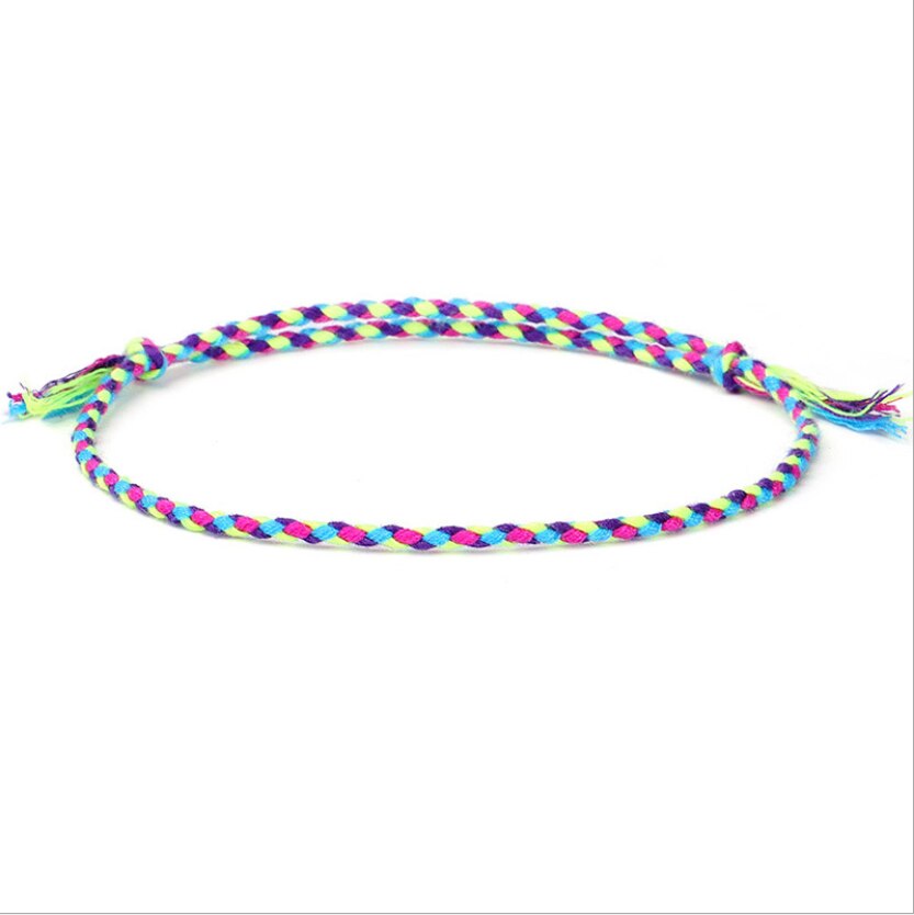 Pulsera de cuerda multicolor trenzada hecha a mano para hombre y mujer, brazalete ajustable étnico, joyería, de pareja: 15