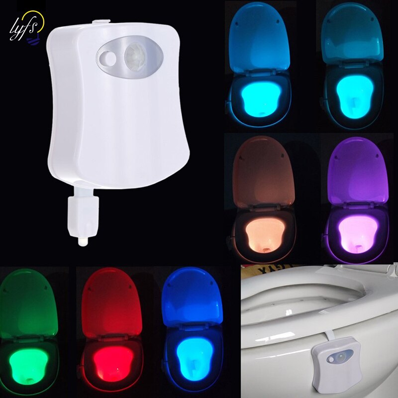 Smart badeværelse toilet nat lys led kropsbevægelse aktiveret tænd/sluk sæde sensor lampe 8 farver pir luces led dekoration belysning