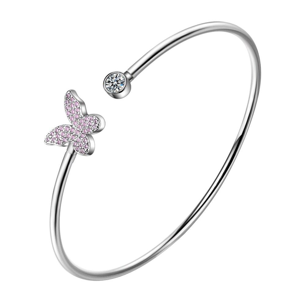 Butterfly Dragonfly Heart CZ Zircon Adjustable Cuff Bangle & Bracelets For Women Girls Luxury Sipmle Trendy Jewelry S-B2178: Butterfly