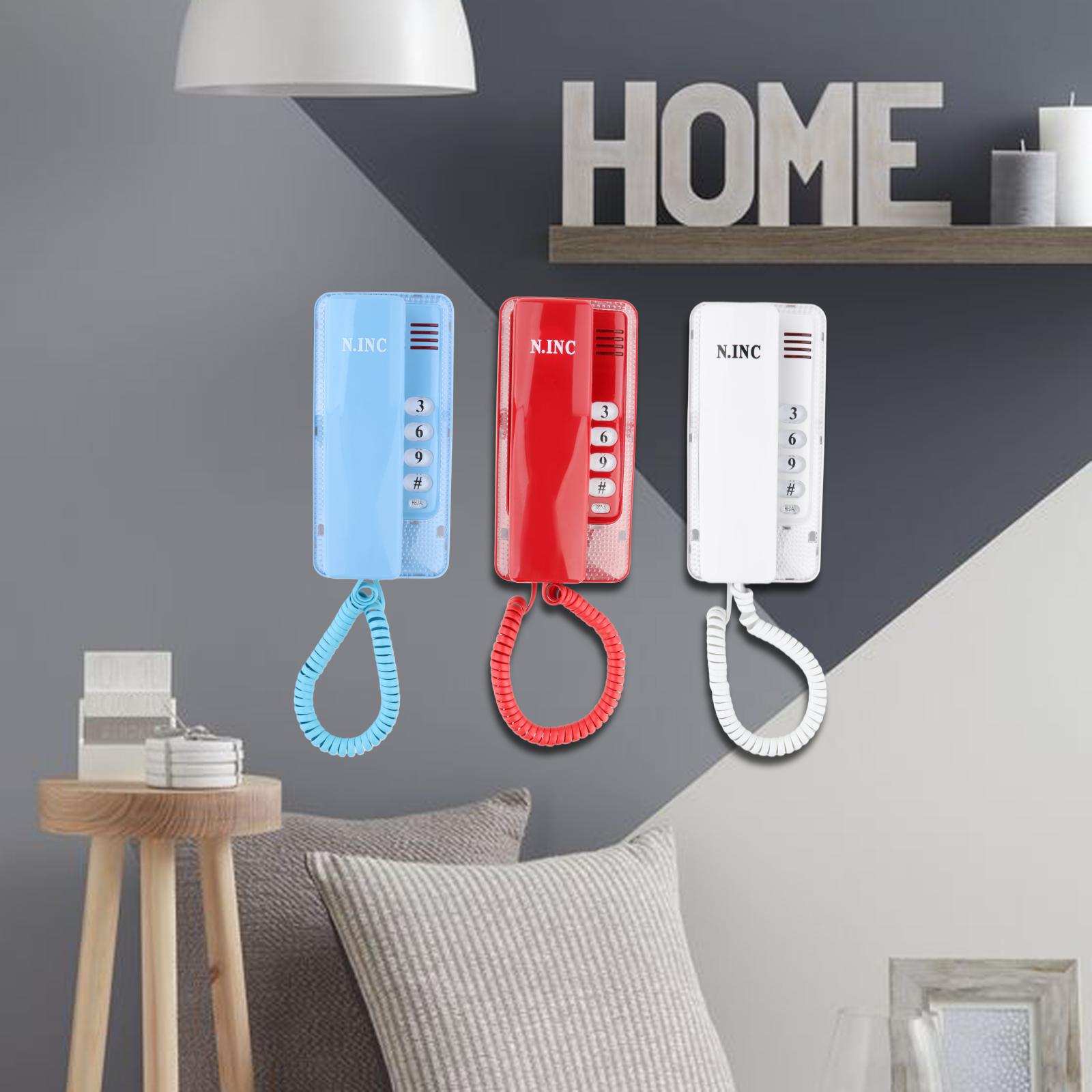 Mini Wall Phone Corded Desk Pause Call Back Reset Mounted Simplicity Wall Mountable Landline Telephone for Home School