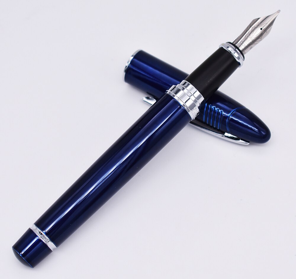 Duke Classic Fountain Pen 911 Dark Blue Big Shark Shape Full Metal Iridium Medium Nib Writing Pen Business Office Home Supplies
