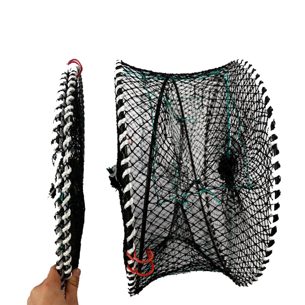 Filet de pêche en Nylon 3 trous, piège à poissons pliable en Nylon, crabe, piège à poissons, filet de pêche automatique renforcé