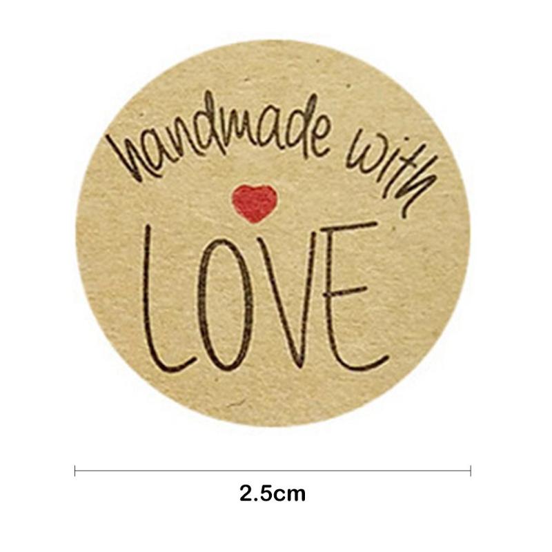 500 etykiety/przylepne w rolce naklejki miłość Wykonany ręcznie prezent pieczenie ciasteczek pieczęć etykiety naturalne akcesoria dekoracyjne kraft