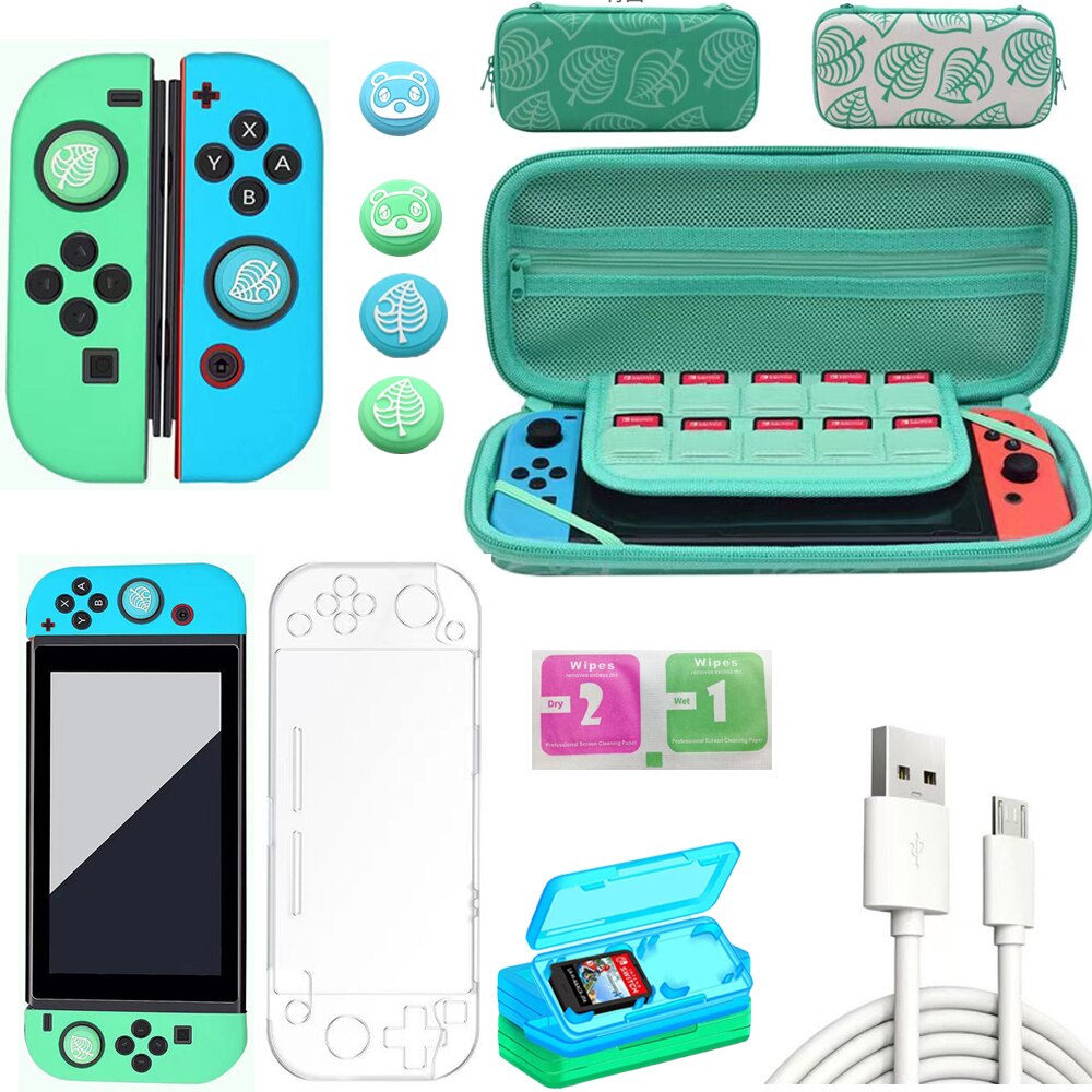 9 in 1 per gioco nintendo switch Kit accessori nintedo con impugnature per volante custodia in Silicone nitendo swich Joy-con: animal crossing