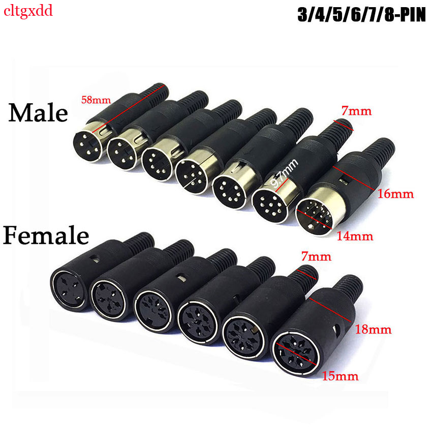 1 PCS Large S Terminal DIN Male/Female DIN Plug Connector 3/4/5/6/7/8/pin PLC Plug Chassis Cable Assembly with Plastic Handle