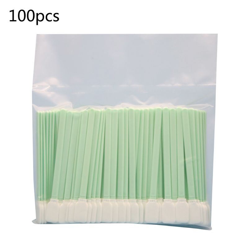 100Pcs/Set Double Layer Polyester Rectangular Head Cleaning Swabs Plastic Handle Dust-Free Industrial Paddle Sticks