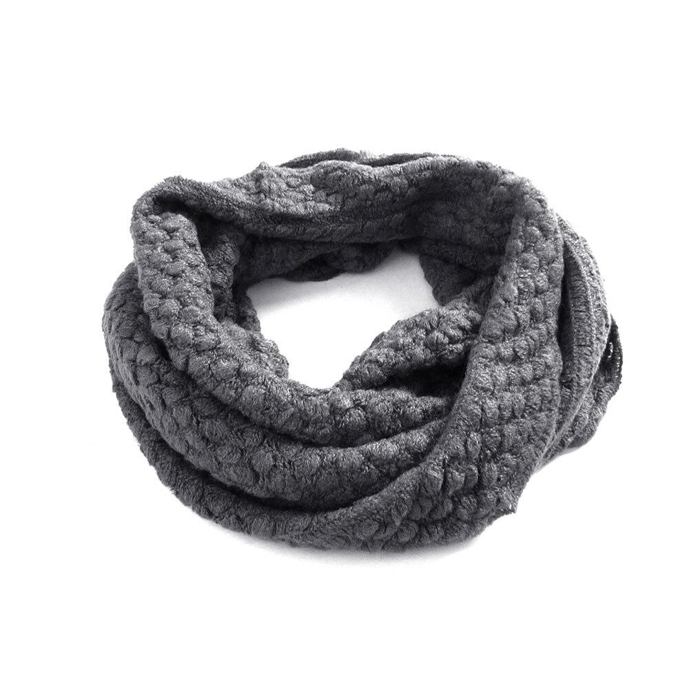 pattern Warm Knitted Scarves Autumn Simple Unisex Solid Color Collar Scarves Women Winter Knitted Scarf: Dark Grey