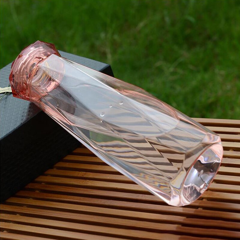 600ml Große Kapazität Glas Wasser Flasche Bunte Sommer Trinken Flasche Schule Ich bin Freien freundlicher Protable Flasche: Rosa
