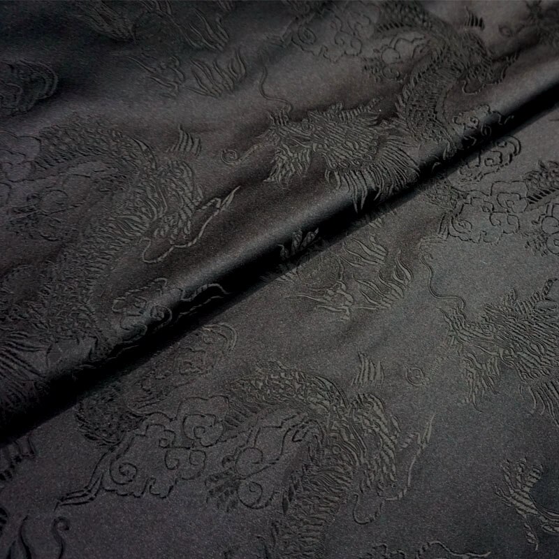 Sort drage stil 3d jacquard brokade satin stof til suite, duge, pude, diy symateriale patchwork