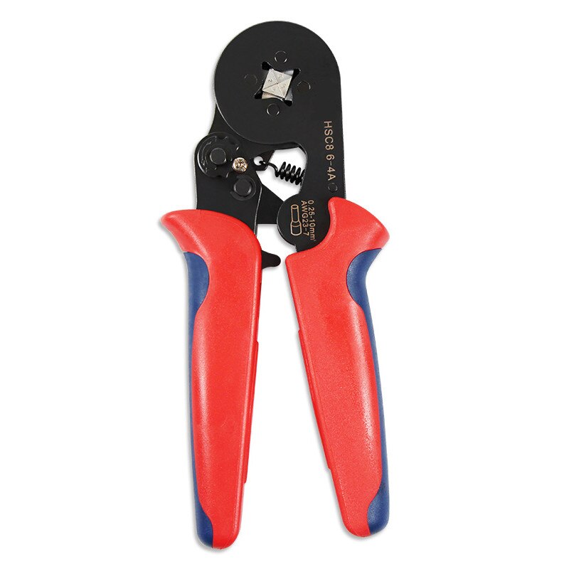 HSC8 6-4A ferrule Crimping Pliers 0.25-10MM² wire crimper tool Wire Stripper Hand Ferrule Crimp set Plier KIT With1200 Terminals: Red