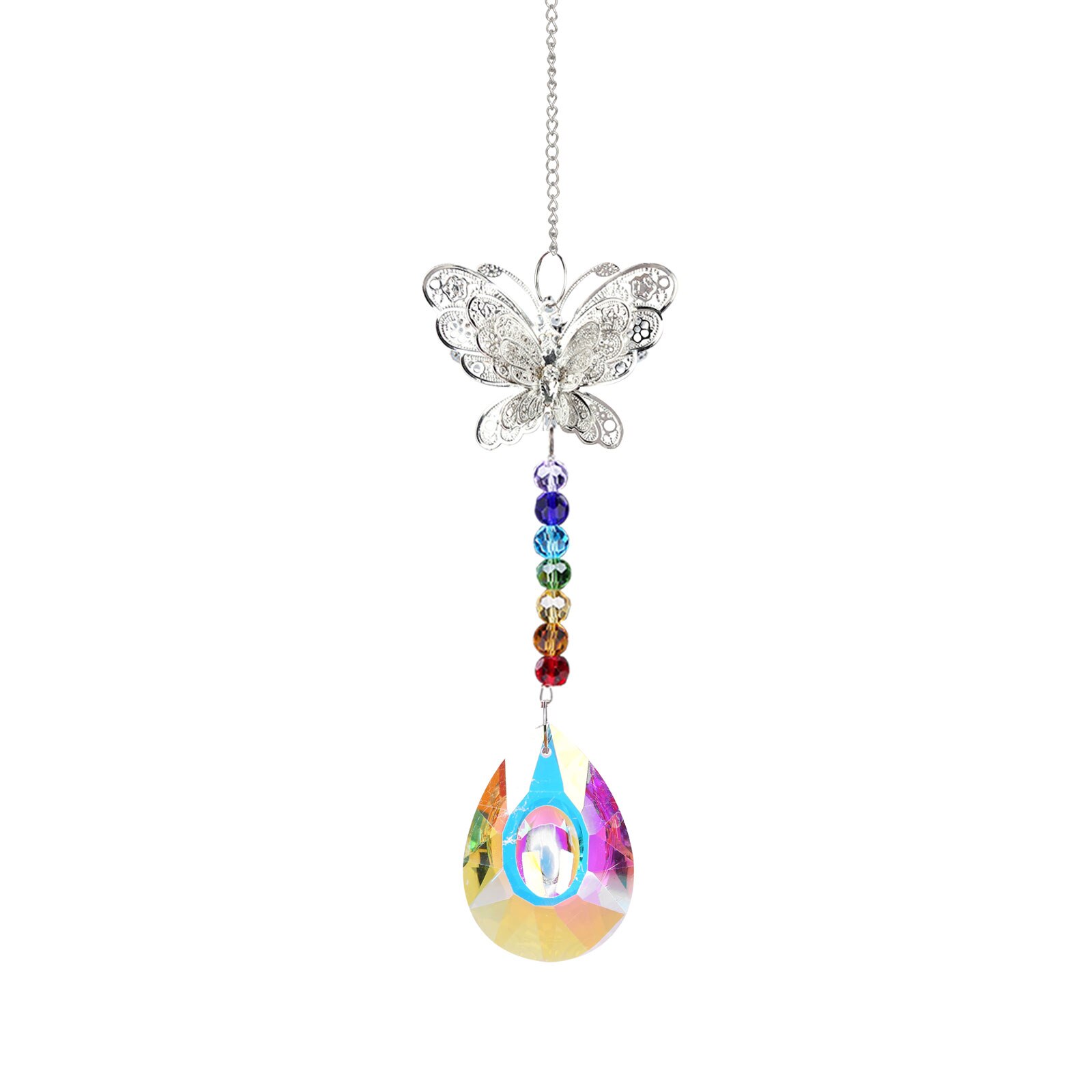 Adornos de cristal de mariposa, carrillón de viento colgante para ventana, lámparas de araña, cortina de luz, prismas, decoración colgante: 2