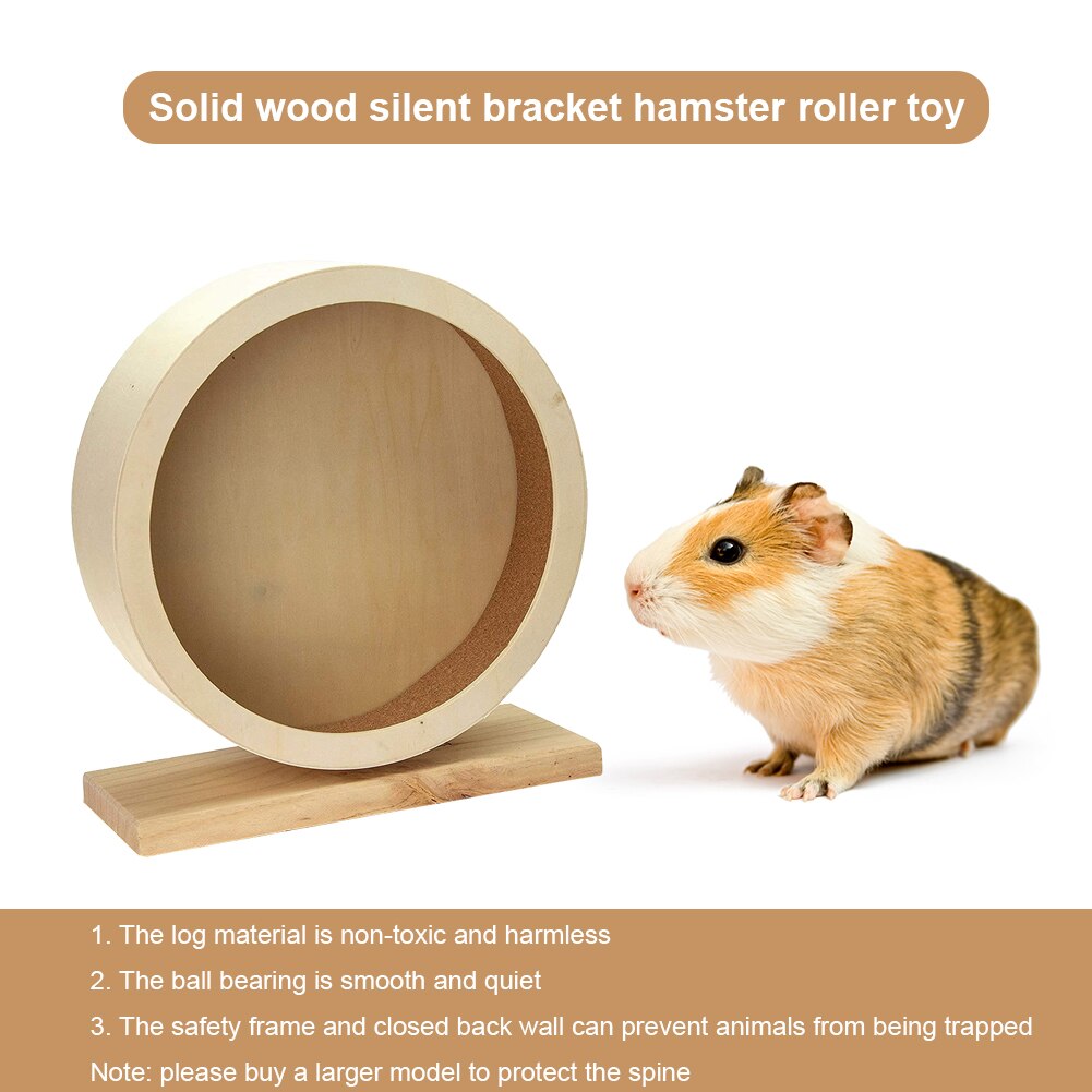 Natural Wood Silent Running Toy Hamster Roller Wheel Exercise Cage Small Pet Sports Wheel Pet Toy for Hamsters Mice