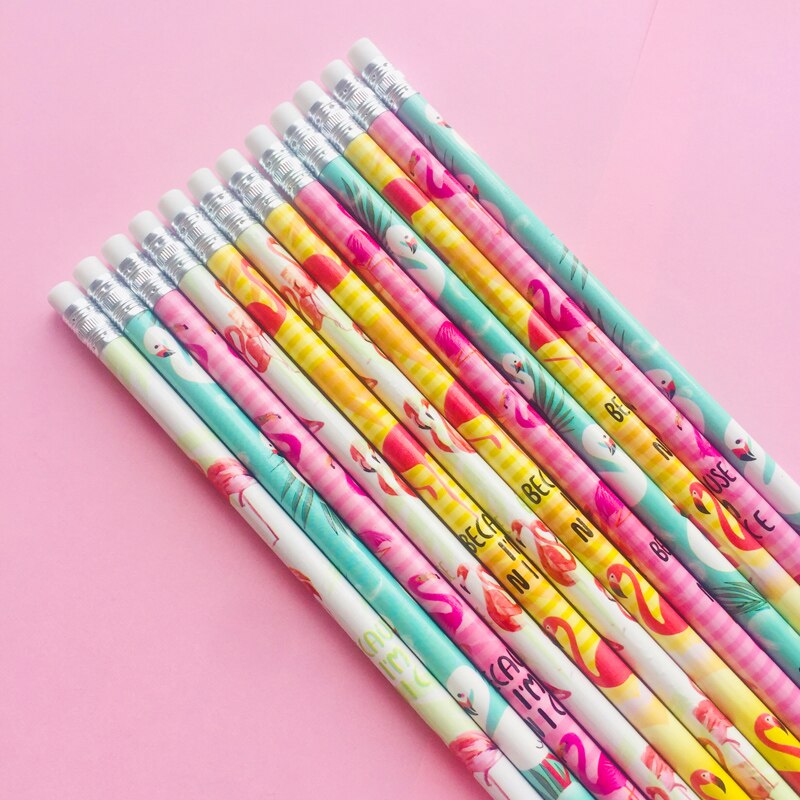 4x frisk flamingo træ blyant børn skrive tegning blyant studerende brevpapir
