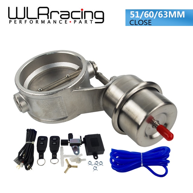 WLR RACING - vacuum Activated Exhaust Cutout 2"51MM or 2.4"60mm or 2.5"63mm Close Style with Wireless Remote Controller Set