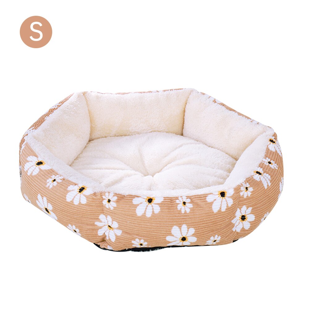 Hexagon Cat Bed House Soft Long Plush Best Pet Dog Bed For Dogs Basket Pet Products Cushion Cat Pet Bed Mat Cat Houses: yellow / L