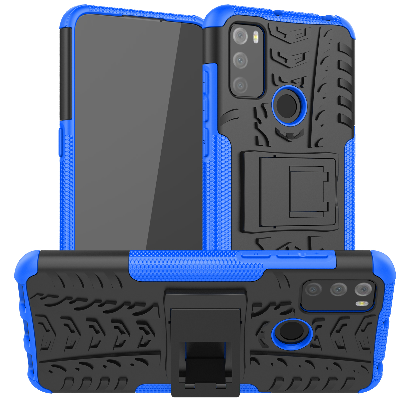 Heavy Duty Armor Schokbestendig Zachte Tpu Met Hard Pc Ring Case Voor A1 Alpha 21 Alcatel 1S 3L 6025H: Blue